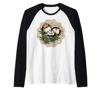 Scheletro Bacio Romantico Gotico Teschio Fungo botanico Maglia con Maniche Raglan