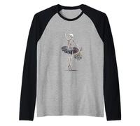 Scheletro Ballerina Danza Gotica Rose appassite Arte spettrale Maglia con Maniche Raglan