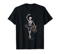 Scheletro Ballerina Danza Gotica Rose appassite Arte spettrale Maglietta