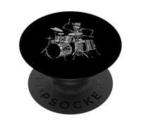 Scheletro batterista divertente teschio batteria set musica rock design PopSockets PopGrip Adesivo