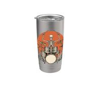 Scheletro batterista Percussionista Rock And Roll Drumming Spooky Bicchiere termico in acciaio inox doppia parete