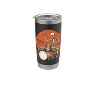 Scheletro batterista Percussionista Rock And Roll Drumming Spooky Bicchiere termico in acciaio inox doppia parete