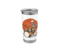 Scheletro batterista Percussionista Rock And Roll Drumming Spooky Bicchiere termico in acciaio inox doppia parete
