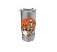 Scheletro batterista Percussionista Rock And Roll Drumming Spooky Bicchiere termico in acciaio inox doppia parete