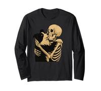 Scheletro Border Che abbraccia Collie Dog Halloween Maglia a Manica