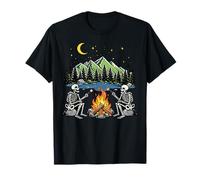 Scheletro Campfire Night Marshmallow Camping Friends Camp Maglietta