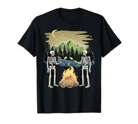 Scheletro Campfire Night Marshmallow Camping Friends Camp Maglietta
