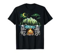 Scheletro Campfire Night Marshmallow Camping Friends Camp Maglietta