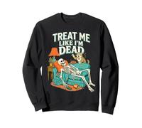 Scheletro Cat Treat Me Like Im Dead Spooky Kitty Lover Felpa