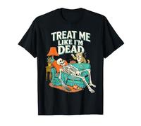 Scheletro Cat Treat Me Like Im Dead Spooky Kitty Lover Maglietta