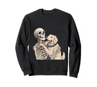 Scheletro Che abbraccia Cane opere d'Arte Halloween Felpa