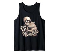 Scheletro Che abbraccia Capybara Creepy Carino Halloween Canotta