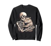 Scheletro Che abbraccia Capybara Creepy Carino Halloween Felpa
