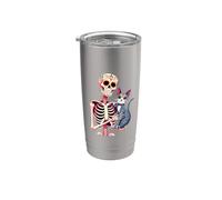 Scheletro che abbraccia Cat Sugar Skull Día de los Muertos Costumi Bicchiere termico in acciaio inox doppia parete
