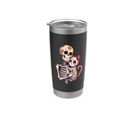 Scheletro che abbraccia gatto zucchero teschio Día de los Muertos Cat Love Bicchiere termico in acciaio inox doppia parete