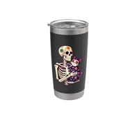 Scheletro che abbraccia gatto zucchero teschio Día de los Muertos Cat Love Bicchiere termico in acciaio inox doppia parete