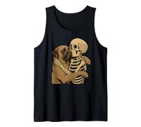 Scheletro Che abbraccia Il Cane Mastino Inglese Halloween Canotta