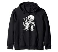 Scheletro Che abbraccia Il Cane Pastore Tedesco Felpa con Cappuccio