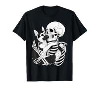 Scheletro Che abbraccia Il Cane Pastore Tedesco Maglietta