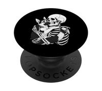 Scheletro che abbraccia il cane pastore tedesco PopSockets PopGrip Adesivo