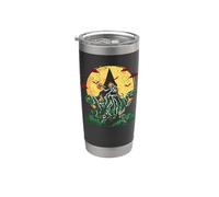 Scheletro che cavalca la mamma dinosauro divertente T-Rex zucca di Halloween Bicchiere termico in acciaio inox doppia parete