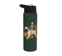 Scheletro che cavalca la mummia carlino spettrale Halloween dolcetto o scher Stainless Steel Insulated Water Bottle
