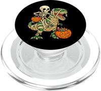 Scheletro che cavalca la mummia dinosauro T rex zucca divertente Halloween PopSockets PopGrip per MagSafe