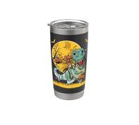 Scheletro che cavalca la mummia dinosauro T Rex zucca divertente per Bicchiere termico in acciaio inox doppia parete