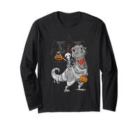 Scheletro Che cavalca la Mummia Dinosauro T Rex Zucca Divertente per Maglia a Manica
