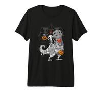 Scheletro Che cavalca la Mummia Dinosauro T Rex Zucca Divertente per Maglietta Premium