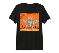 Scheletro Che cavalca la Mummia Dinosauro T Rex Zucca Divertente per Maglietta Premium