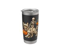 Scheletro che cavalca la mummia gatto spettrale Halloween dolcetto o scher Bicchiere termico in acciaio inox doppia parete