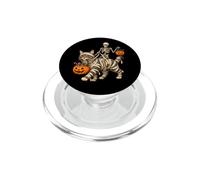 Scheletro che cavalca la mummia gatto spettrale Halloween dolcetto o scher PopSockets PopGrip per MagSafe