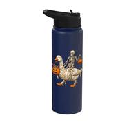 Scheletro che cavalca la mummia oca spettrale Halloween trucco o scherzetto Stainless Steel Insulated Water Bottle