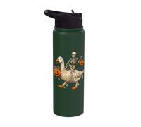 Scheletro che cavalca la mummia oca spettrale Halloween trucco o scherzetto Stainless Steel Insulated Water Bottle