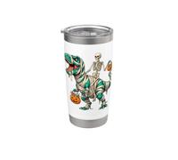 Scheletro che cavalca la mummia T-Rex Spooky Halloween Dolcetto O scher Bicchiere termico in acciaio inox doppia parete