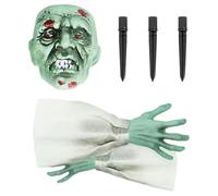 Scheletro che Emerge dal Terreno | Braccia di Scheletro Halloween - 3 Pezzi Teschio Realistico per Sentiero Prato Giardino Portone Cortile Recinzione - Per Giardino Recinzione Casa Stregata Ingresso D