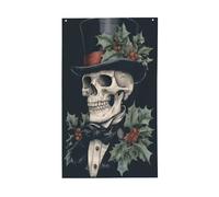 Scheletro che indossa eleganti bandiere a cilindro per la casa, 9 x 1,5 m, striscione di auguri con occhielli, decorazioni per interni ed esterni, feste per la casa