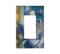 Scheletro che legge il giornale interruttore della luce del bagno piastra da parete piastra frontale copertura singolo bilanciere 1 banda decoratore presa coperture per la casa cucina camera bagno