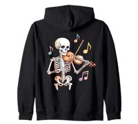Scheletro Che Suona Il Violino Note Felpa con Cappuccio