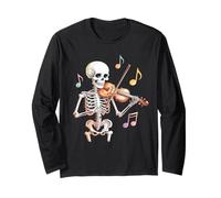 Scheletro Che Suona Il Violino Note Maglia a Manica