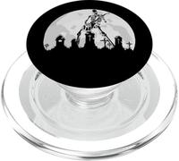 Scheletro che suona la chitarra elettrica nel cimitero illuminato dalla luna spettrale PopSockets PopGrip per MagSafe