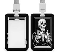 Scheletro che tiene il pollice in su porta badge identificativo clip retrattile porta carte di credito protezione nome badge targhetta per lavoro ufficio medico infermiera