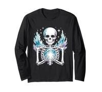 Scheletro Che Tiene Sfera di Cristallo Fantasy Magic Maglia a Manica
