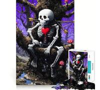 Scheletro con cuore nella foresta incantata, puzzle da 1000 pezzi per adulti, gioco di logica e stimolazione mentale, antistress, taglio preciso, 38x52cm
