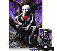 Scheletro con cuore nella foresta incantata - Puzzle difficile per adulti, 1000 pezzi, gioco di logica, legame familiare, taglio di precisione, calda sorpresa 38x26cm