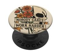 Scheletro Con Fiori Nessuno Cares Lavoro Più Duro Palestra Donne PopSockets PopGrip Adesivo
