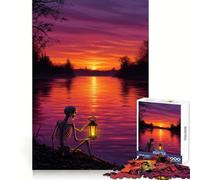 Scheletro con lanterna in riva al fiume al tramonto - Puzzle da 1000 pezzi per adulti - Gioco di logica e concentrazione - Antistress - Taglio preciso 50x75cm