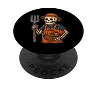 Scheletro contadino con cesto di zucca PopSockets PopGrip Adesivo