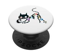 Scheletro curiosità gatto avvolto in lettere colorate stringa PopSockets PopGrip Adesivo